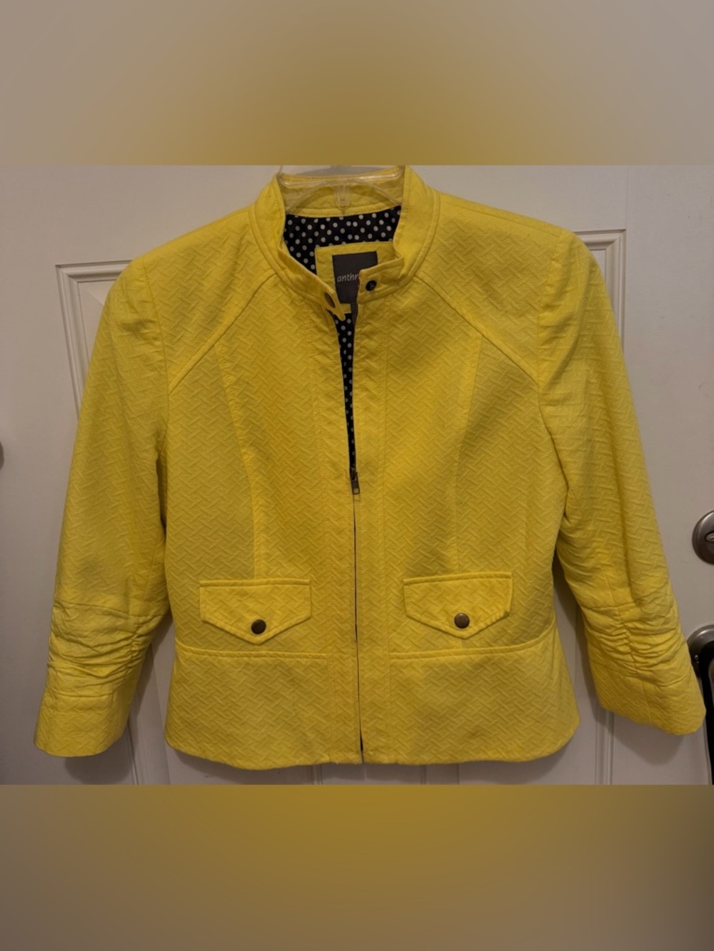 Muse Yellow Textured Zip-Front Jacket